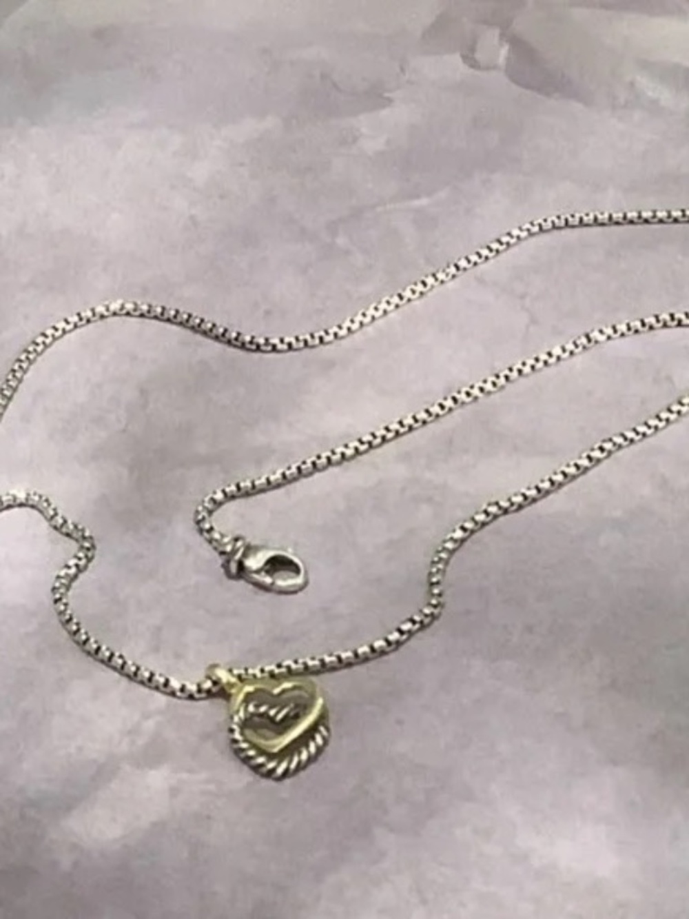 Vintage David Yurman  Sterling/18K Yellow Gold Double Heart Necklace